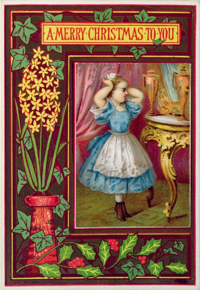 Victorian Christmas Card by English School